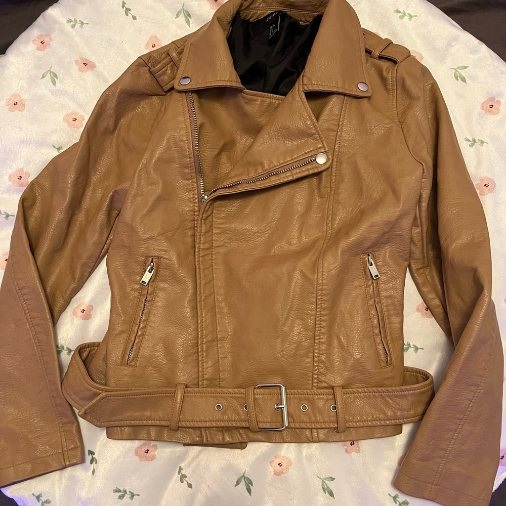 Forever 21 brown leather jacket large